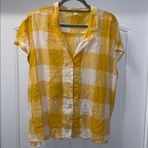 Yellow and White Plaid Old Navy Button Down